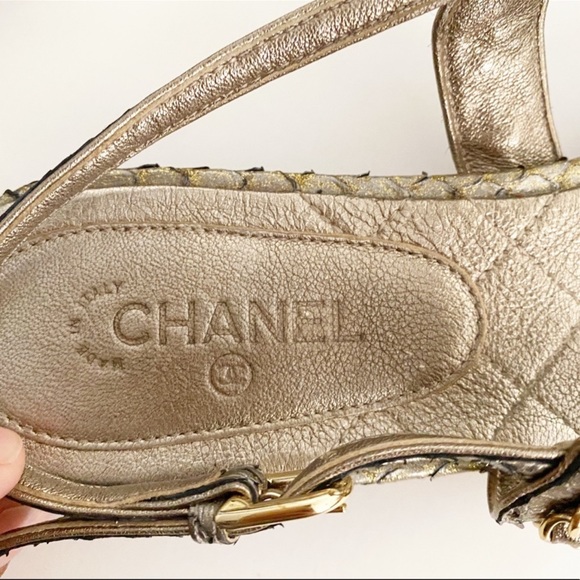 Chanel Iridescent Python Chain CC Flat Sandals - Picture 6 of 7